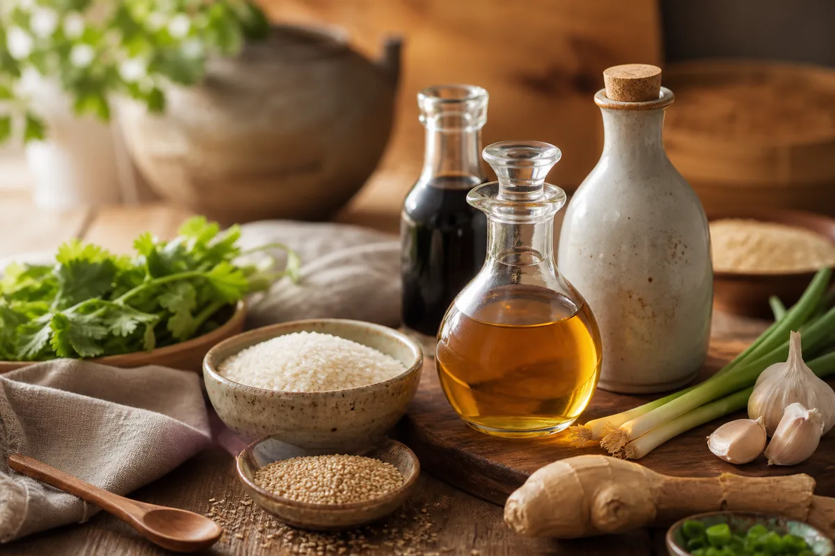 Huile de sésame, vinaigre de riz : les 5 fonds de placard indispensables